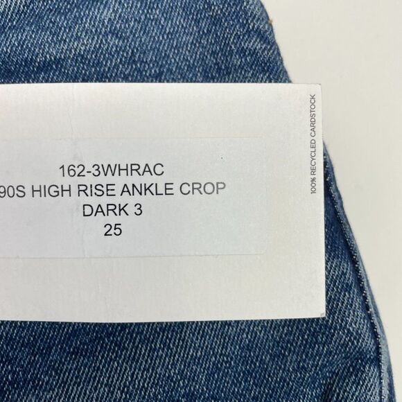 Re/Done Revolve Originals 90s High Rise Ankle Crop Button Fly Jean Dark Wash 25 - Picture 8 of 11